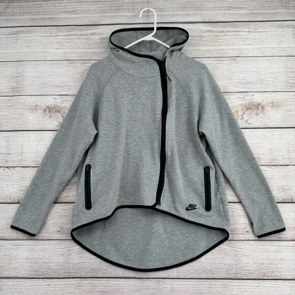 Nike Tech Fleece Asymmetric Cape Zip Hoodie Sweatshirt Women's Large Gray - Picture 1 of 13